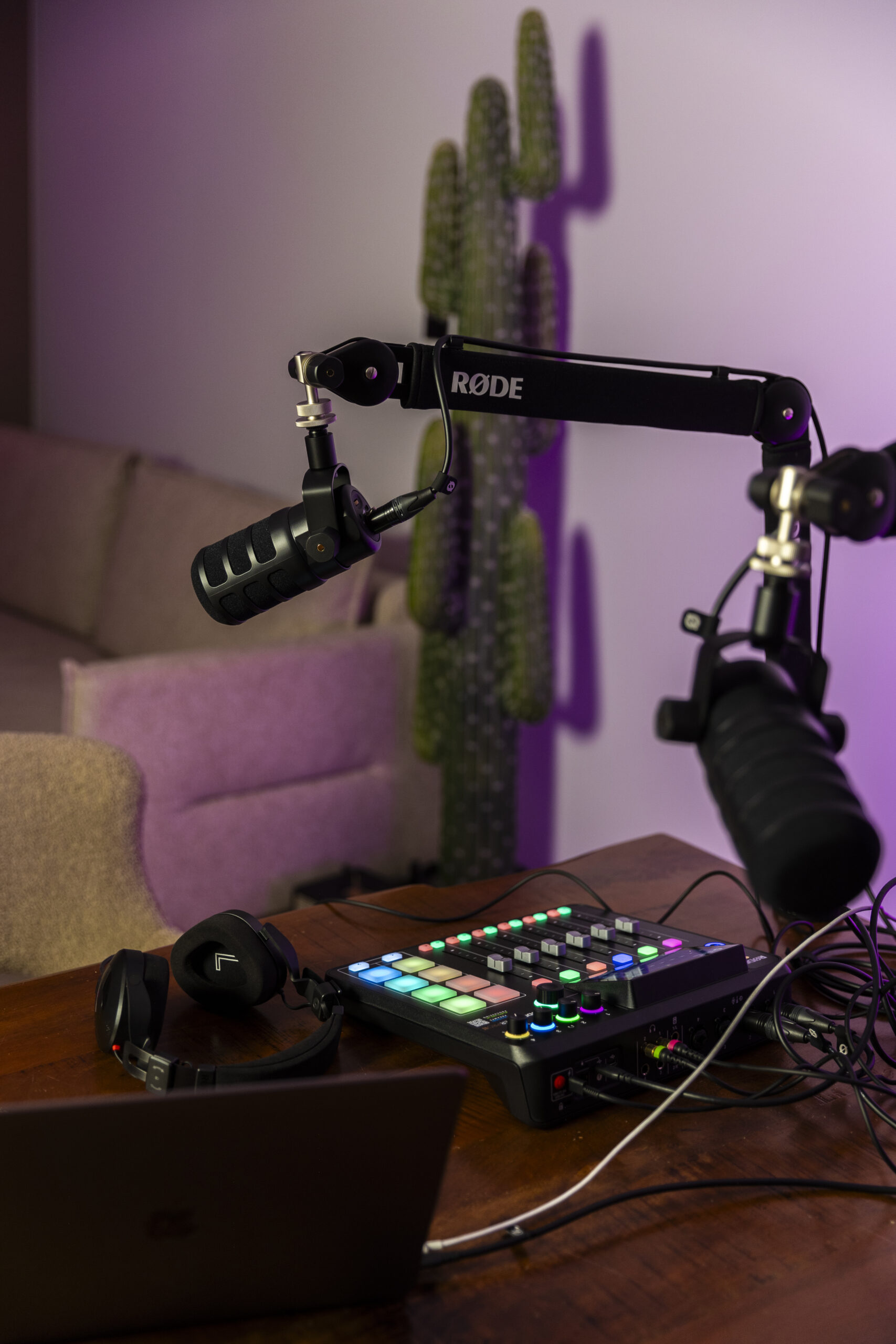 Microfoons en mengpaneel in de professioneel uitgeruste Lesbian Talk-podcaststudio